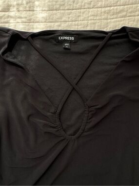 Express Black Crisscross Keyhole Top
